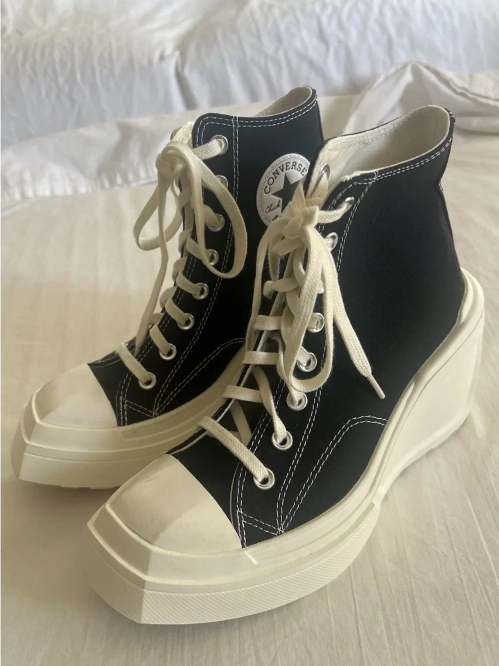 New No Box Size 7 Converse Chuck High Top 70 De Luxe Wedge Sneakers Black Egret